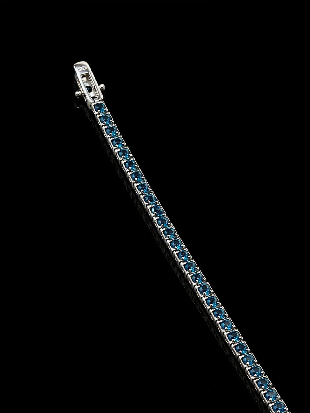 925 Silver, 5.6CTW Royal Blue Moissanite Tennis Bracelet - 7" - Picture 5 of 6